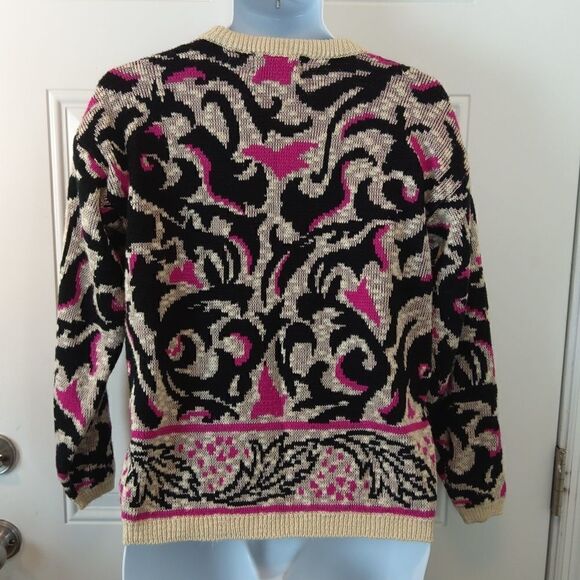 Rainbow Ridge black magenta and cream crew neck sweater - Picture 5 of 8